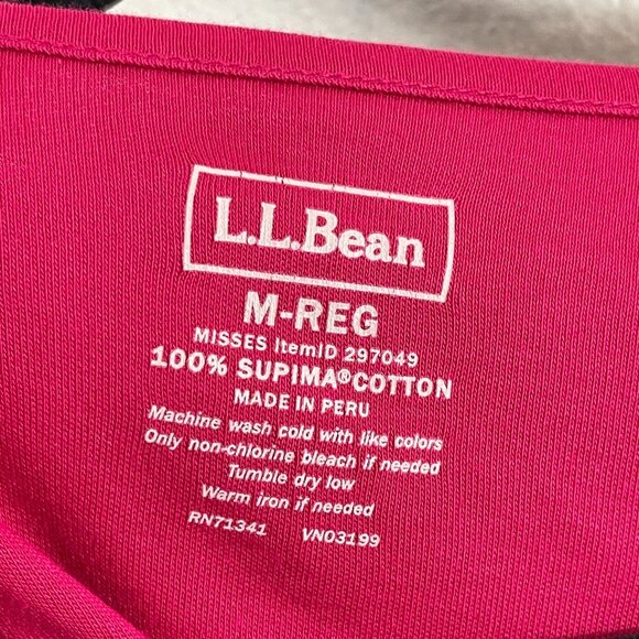 LL Bean Womens Medium Pink 100% Supima Cotton Button Shoulder Top 3/4 Sleeve - Picture 5 of 8